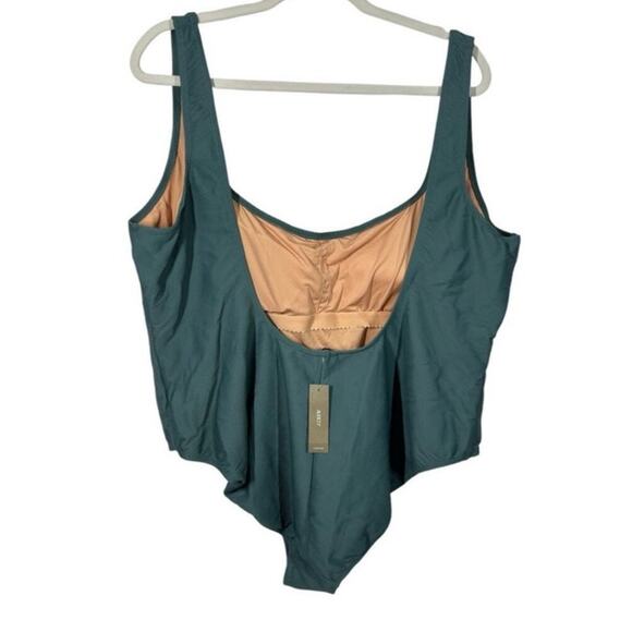 J. Crew Green Ribbed Square Neck One-Piece Swimsuit NWT Size 24 - Picture 5 of 13